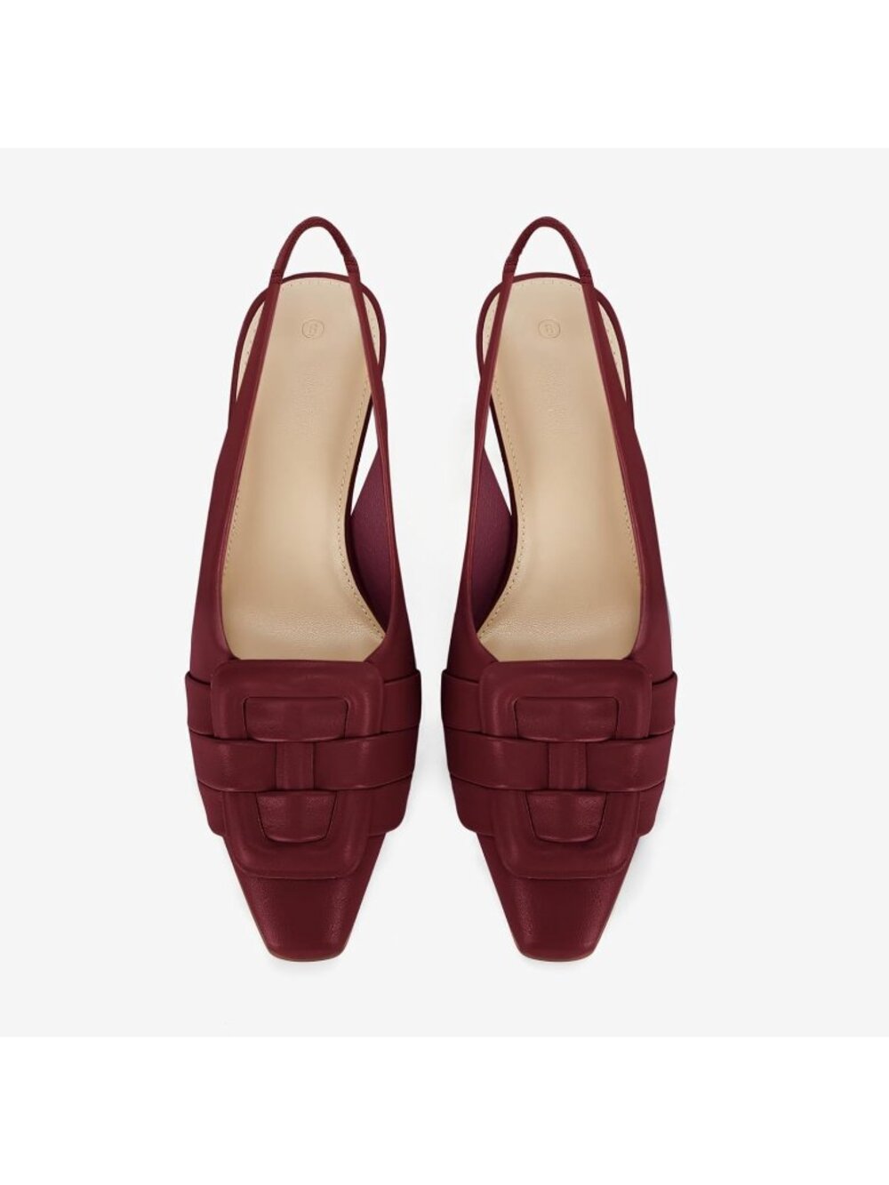 Women's Wine Red Comfortable Slingback Pointed Closed Toe Dress Low Kitten Heel - Picture 4 of 5